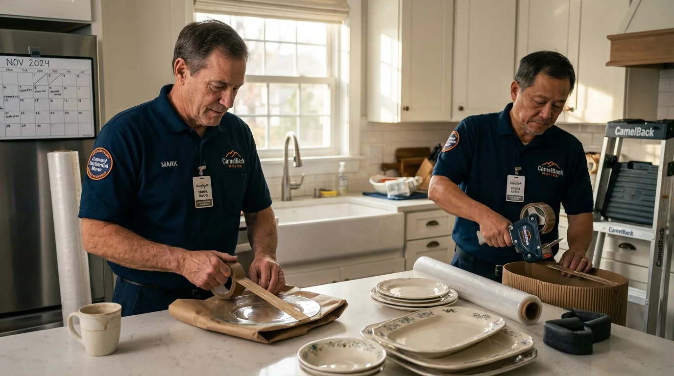 Professional crew packing kitchen dishware in Walnut, CA
